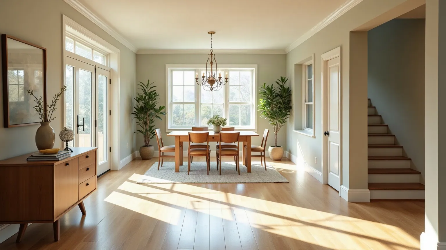 Open plan single-storey home interior with clear walkways and plenty of daylight