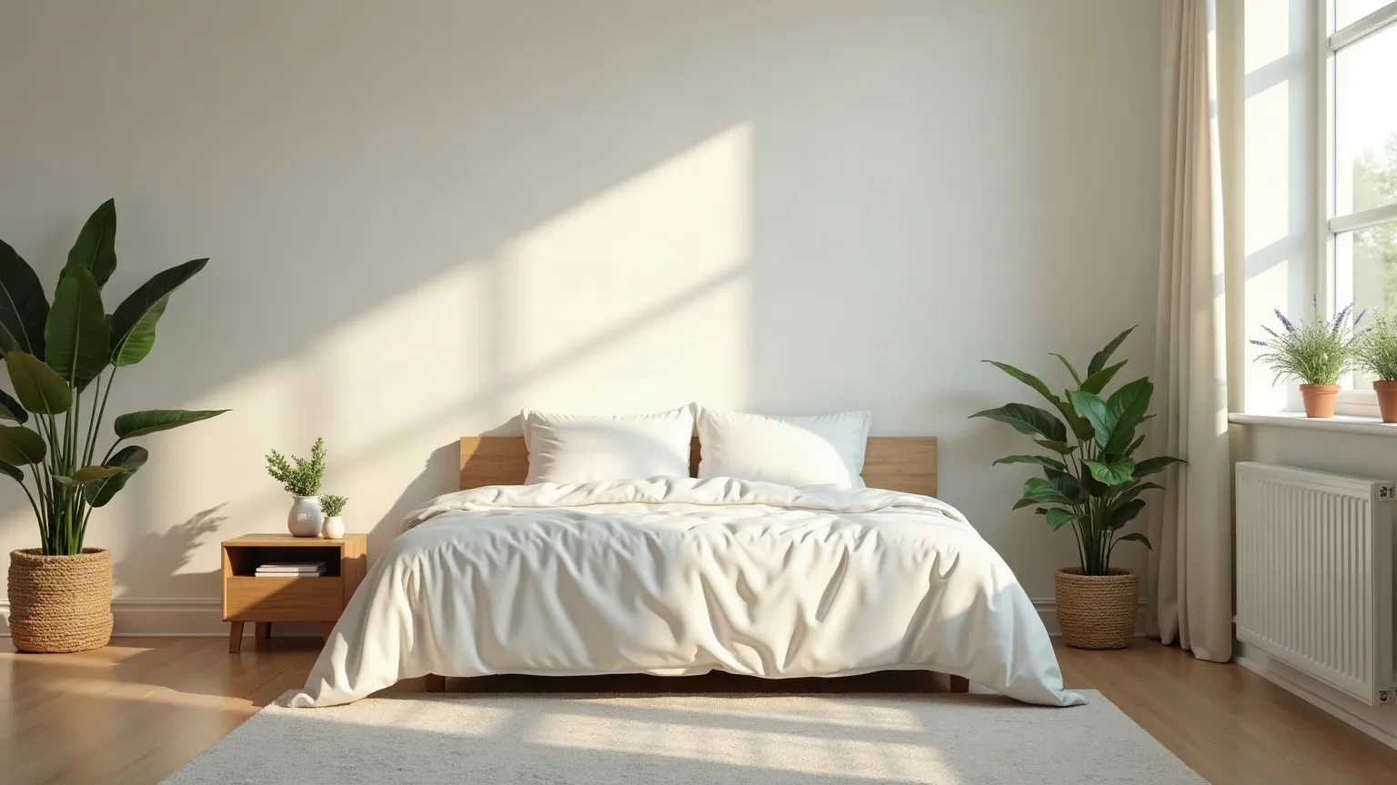 Calm spare bedroom set up for home care with a single bed and clear floor space